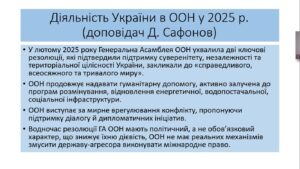 Засідання гуртка «Україна у світовій системі міжнародних відносин станом на 2025 рік»